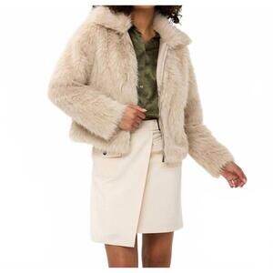 NEW ESQUALO halli hairy short jacket in sand